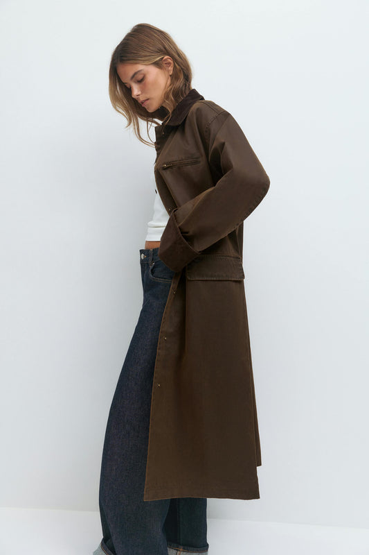 Waxed long jacket